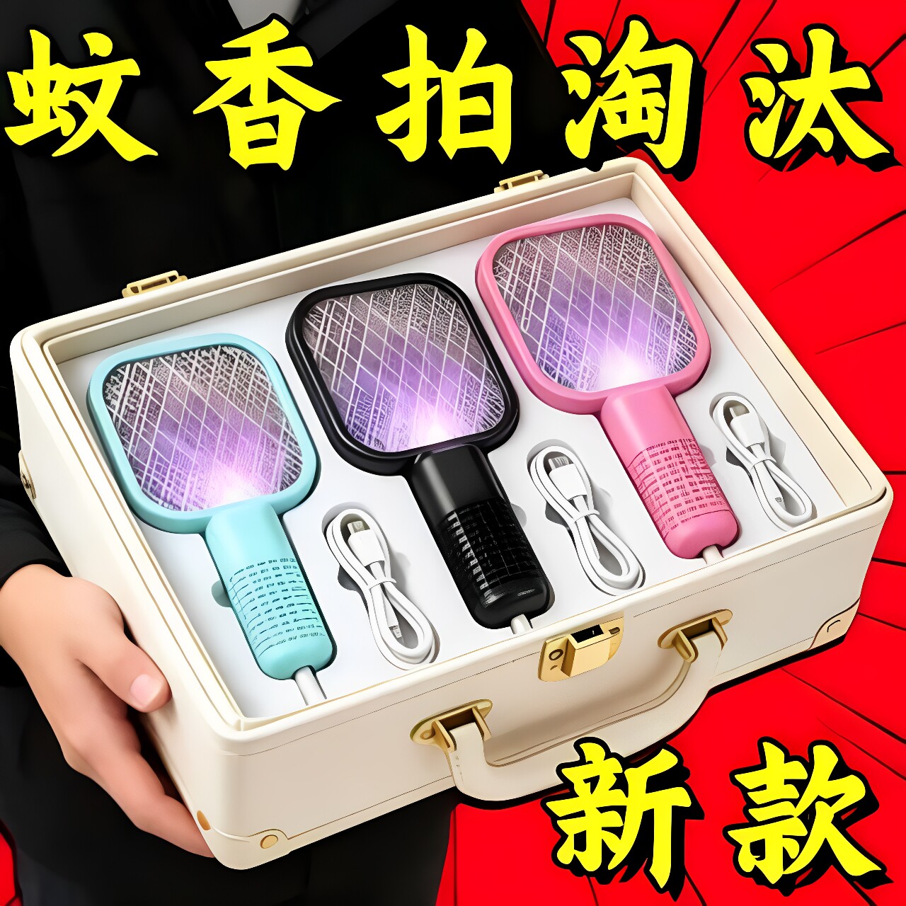 新款插电迷你电蚊拍诱蚊灯USB