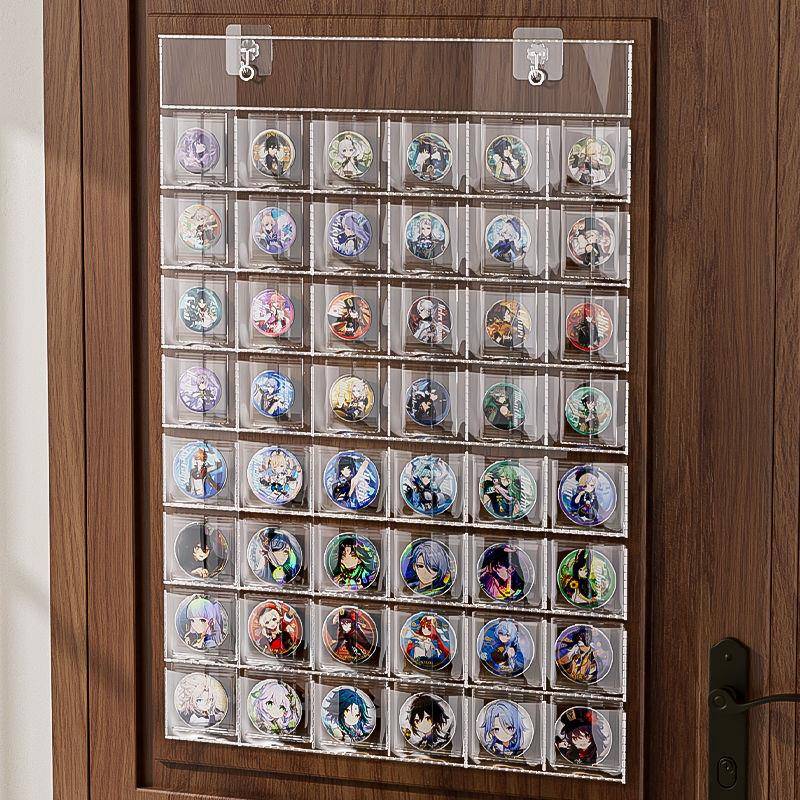 75mm吧唧保护袋加背卡谷子展示架墙上镭射票徽章陈列架防氧化透明