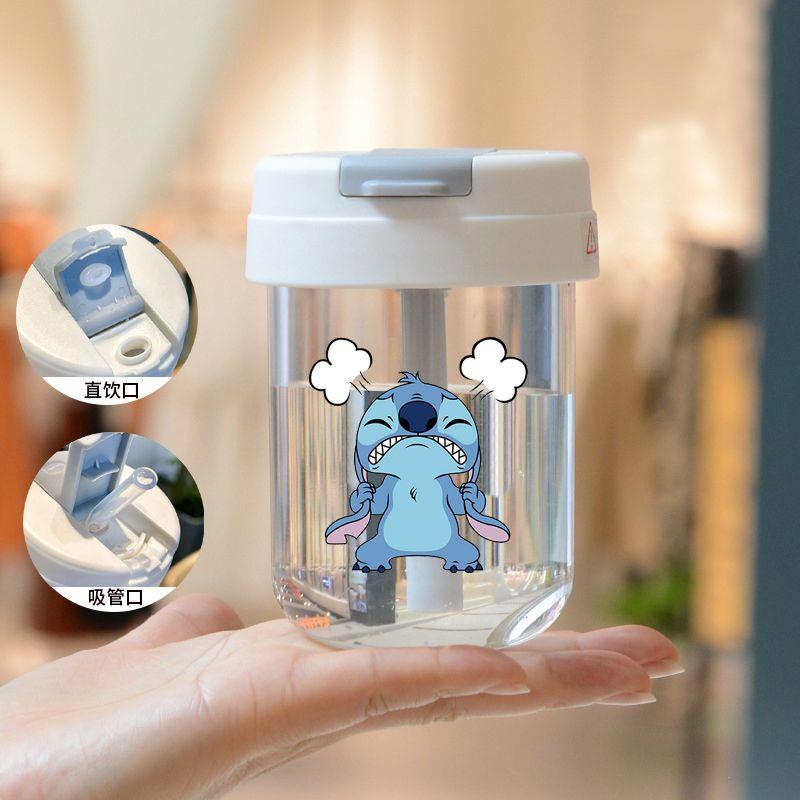 高颜值 史迪仔 动漫卡通 新款 杯子 动漫卡通直饮吸管水杯 塑料