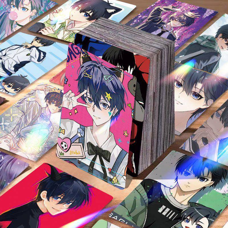 洁世一55张镭射小卡动漫蓝色监狱周边精美圆角原创闪卡书签LOMO卡