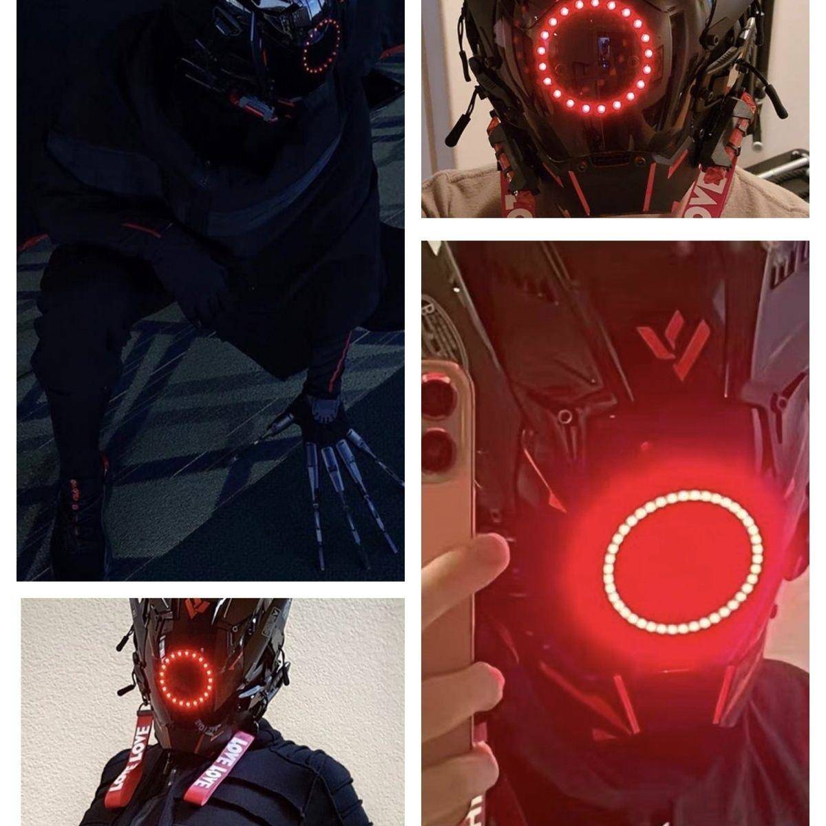 赛博朋克面具铁血战士头盔cosplay面罩风科技感机甲摩托车风格