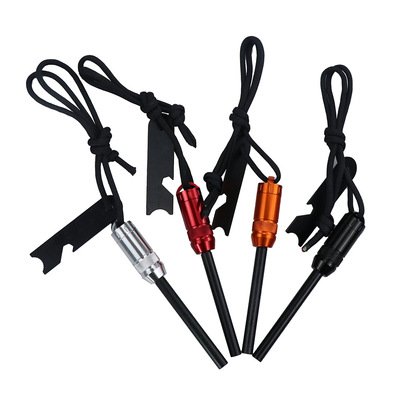 跨境热销户外多功能迷你药仓打火石镁棒生火工具套装野营EDC工具