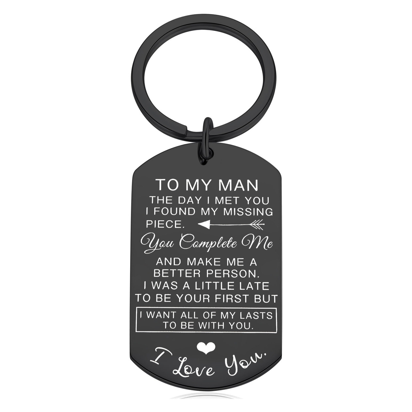 欧美TO MY MAN/WOMAN情人节不锈钢钥匙扣周年纪念日礼物情侣军牌