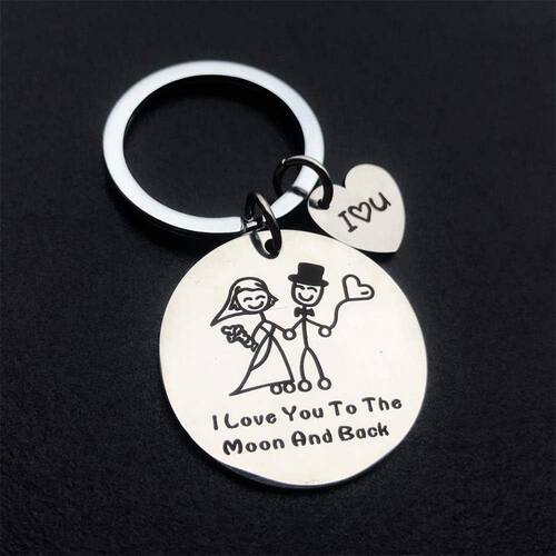 跨境I love you to the Moon and back钥匙扣结婚礼物情侣挂件