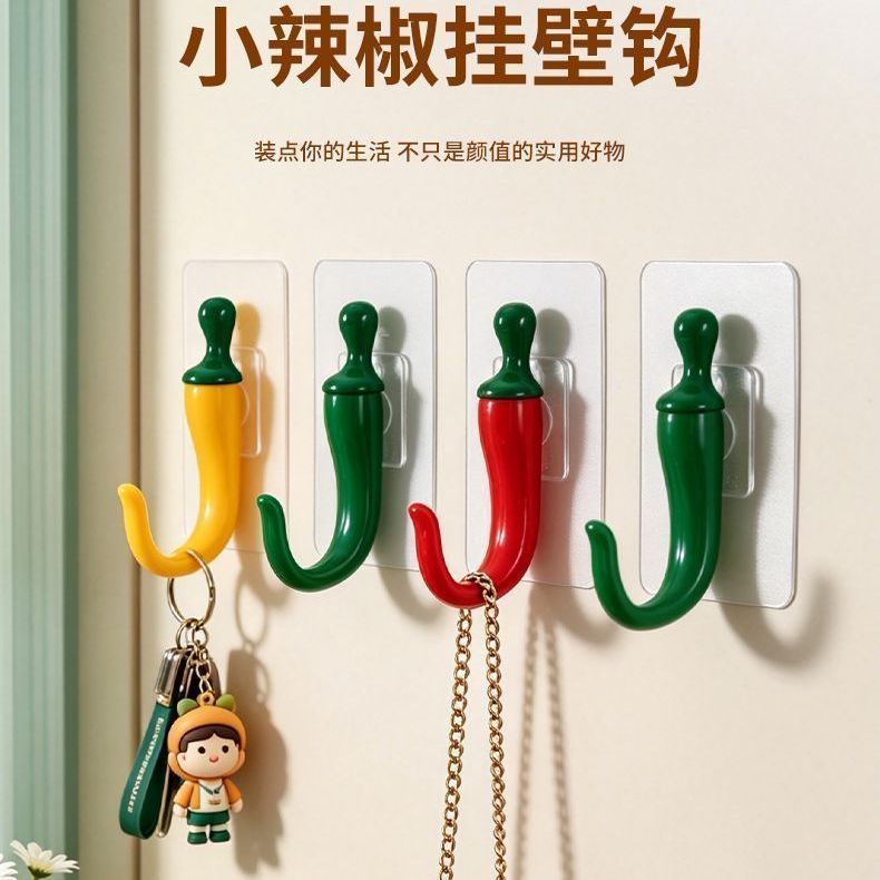 自粘打孔门后玄关挂衣钩