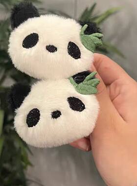 可爱毛绒熊猫公仔卡通儿童发夹甜美少女边夹小学生发卡