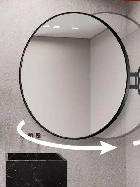 圆形金属框架360度旋转支架拉伸脸盆化妆台触摸轻风水化妆镜