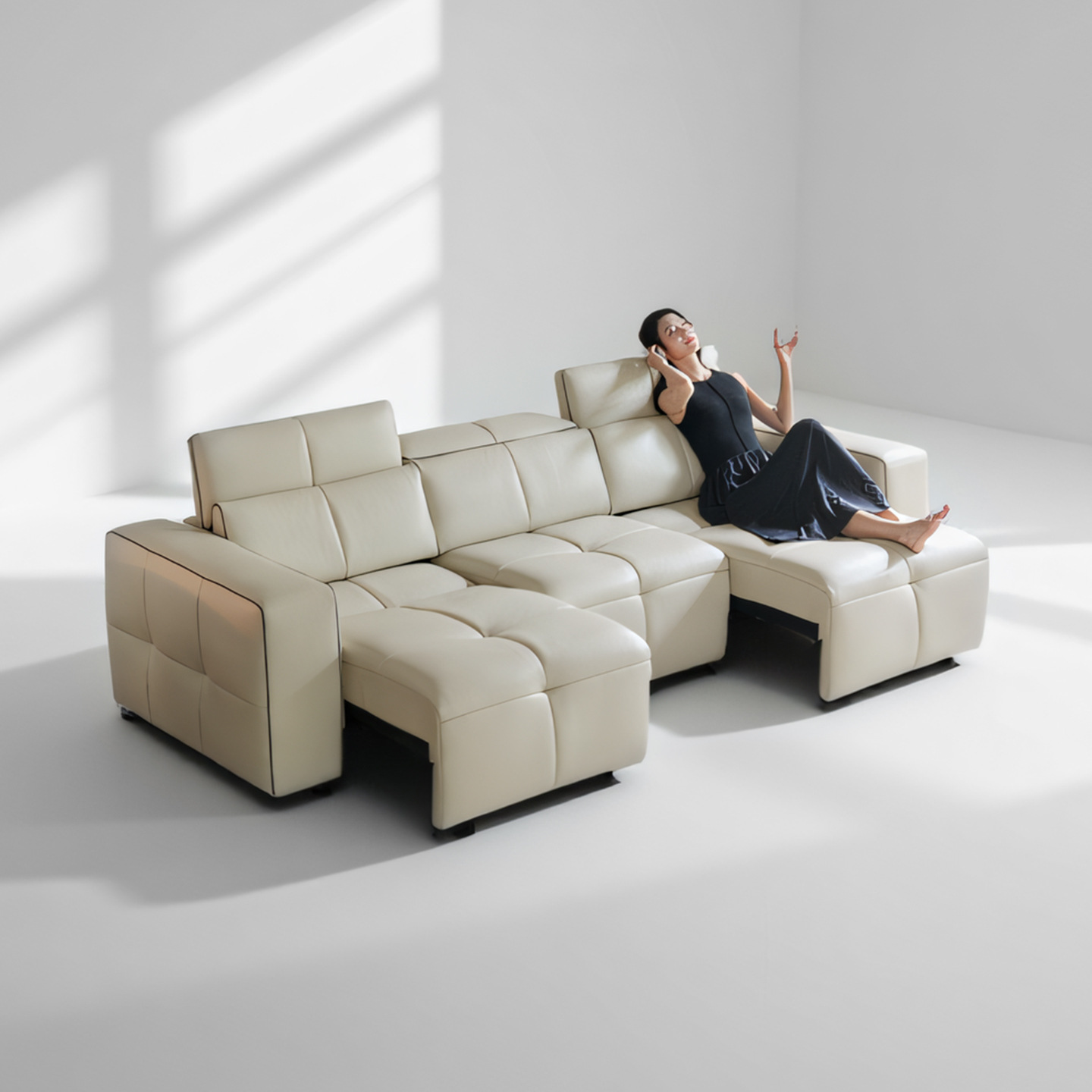 展翼家具别墅电动影视功能真皮沙发床零靠墙大平层客厅影院座椅