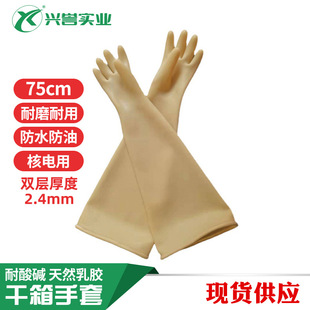 加厚型科研耐酸碱防腐蚀 天然乳胶防静电干箱手套 丁基橡胶耐高温