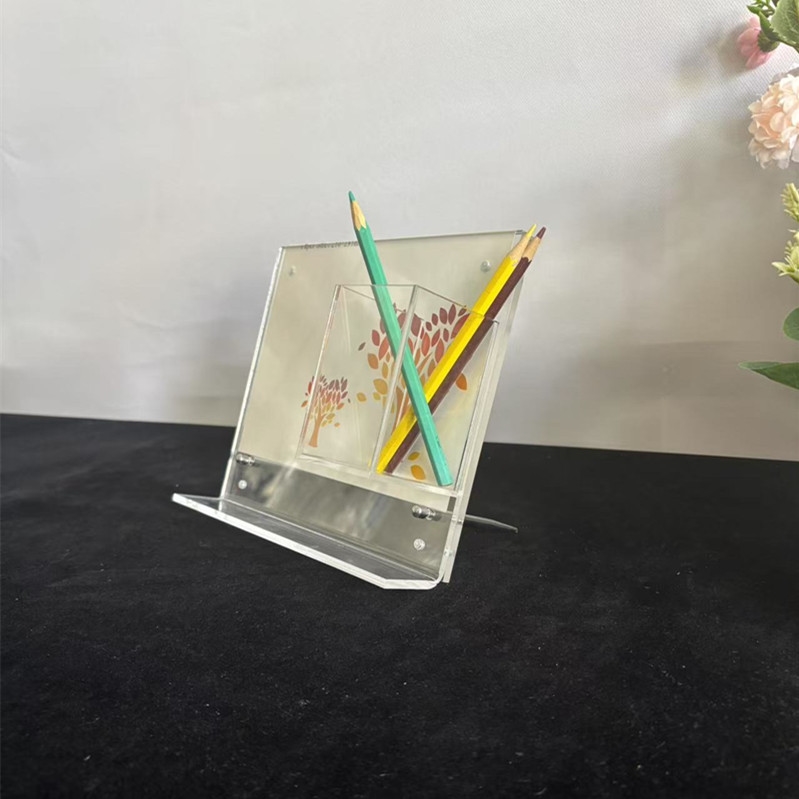 创意亚克力相框带笔筒水晶展示框