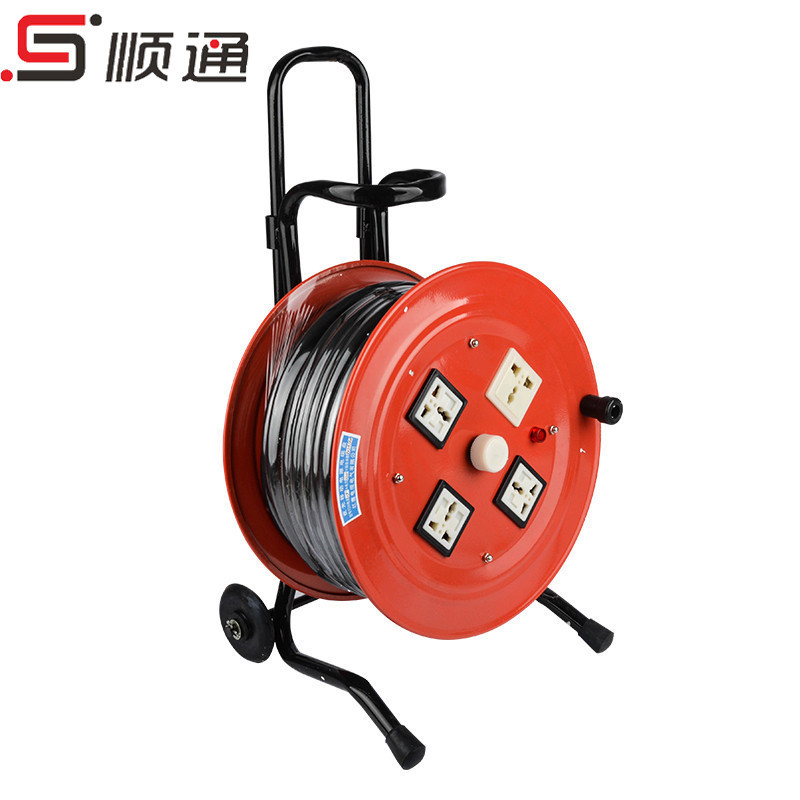 新品 50米手提拖线盘 卷线盘380V托线盘3*4m3+1移动绕线电缆盘