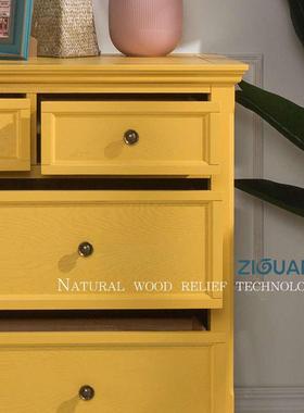 自观 北欧风格5斗柜入户柜复古抽屉柜 轻奢卧室衣柜靠墙黄色斗