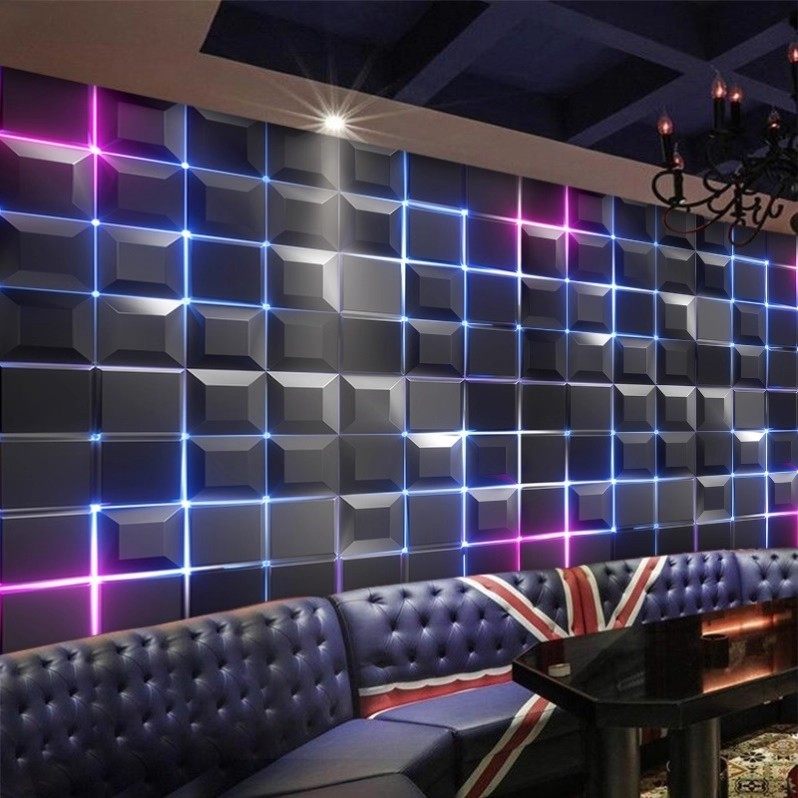 ktv背景墙纸3D立体科技感墙布发光房间装修酒吧包厢墙面装饰壁纸