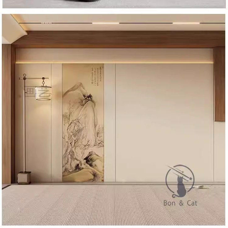 新款宋氏美学护墙板客厅电视背景墙纸壁纸茶室装饰画集成碳晶墙板