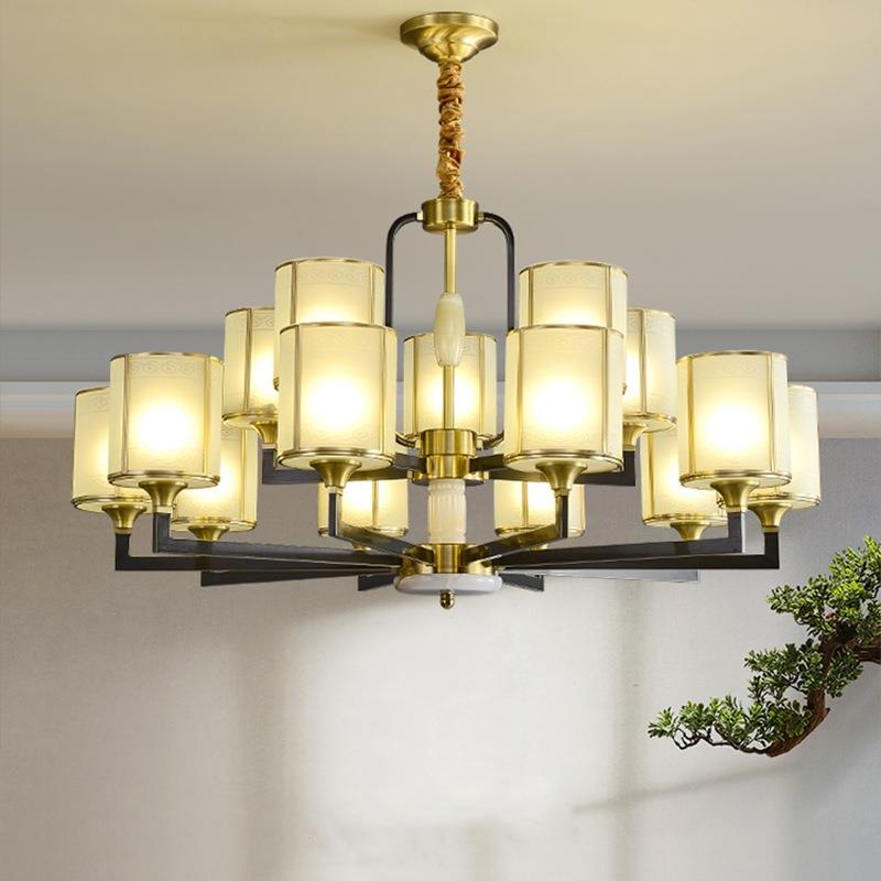 新中式吊灯客厅全铜云石风简约大气现代餐厅卧室别墅大厅灯具