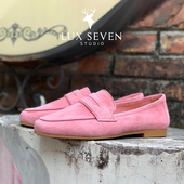 Seven好穿到飞起 粉色少女心 超软粉色羊猄羊皮乐福鞋 Lux 女单鞋