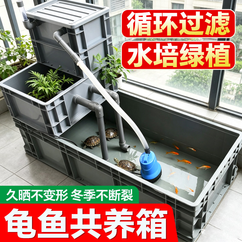 家用养龟缸龟箱养殖饲养箱鱼植共养缸鱼缸海鲜缸过滤箱净水过滤盒