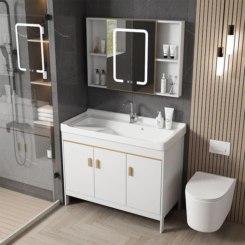 带搓衣板太空铝洗衣柜阳台洗衣槽池陶瓷洗手台盆落地式浴室柜组合