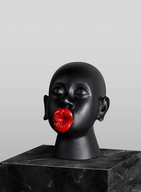 黑色非洲人脸摆件客厅电视柜轻奢样板间人物创意桌面软装饰品摆设