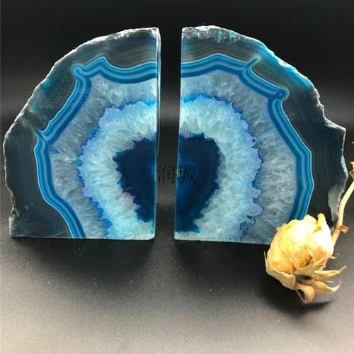 现货轻奢书房装饰玛瑙石书档水晶石书立书靠摆件宝石书档