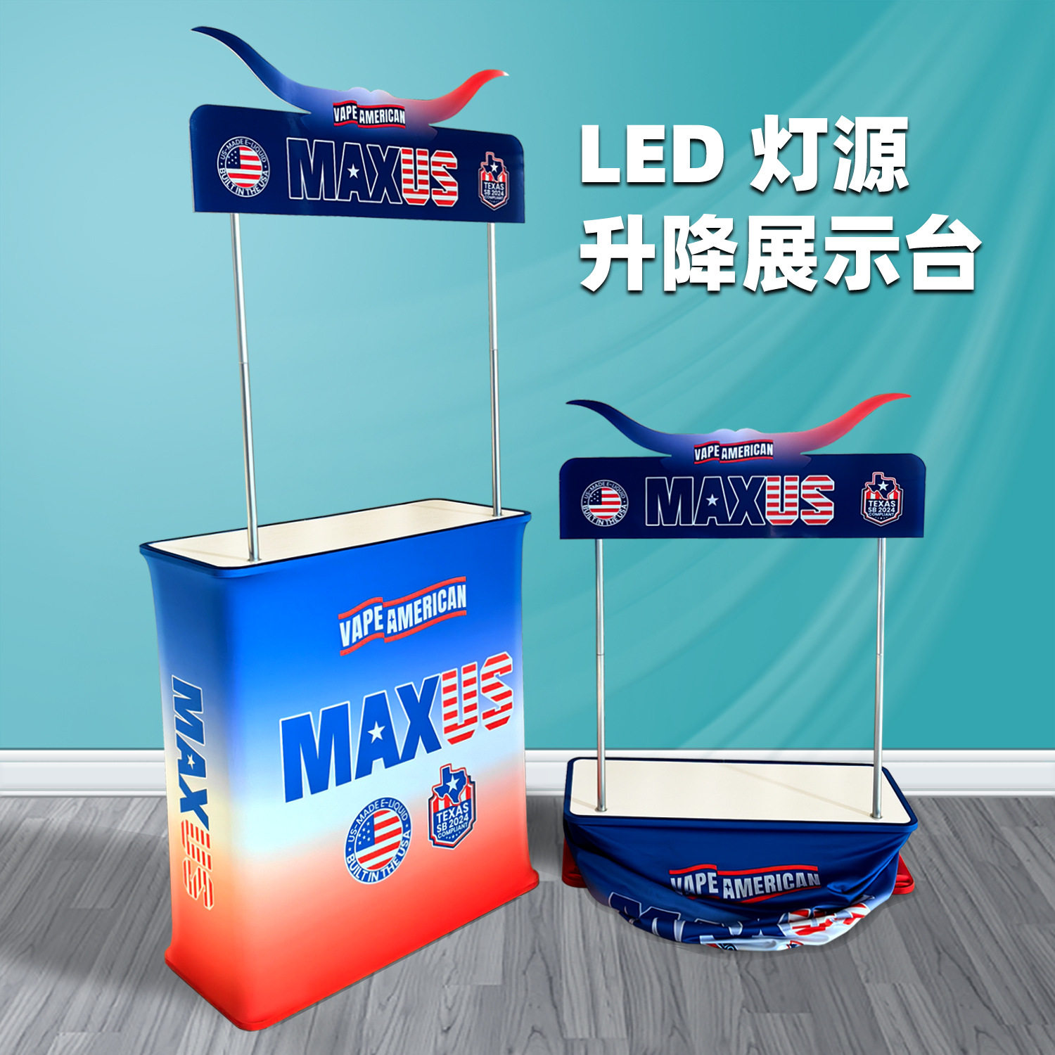 led升降展示台产品宣传发光促销台可升降移动展示拍拍桌折叠灯箱