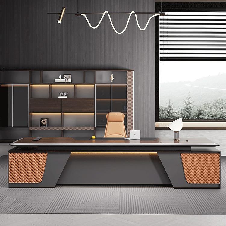 轻奢老板办公桌椅组合简约现代经理总裁桌烤漆领导大班台办公家具