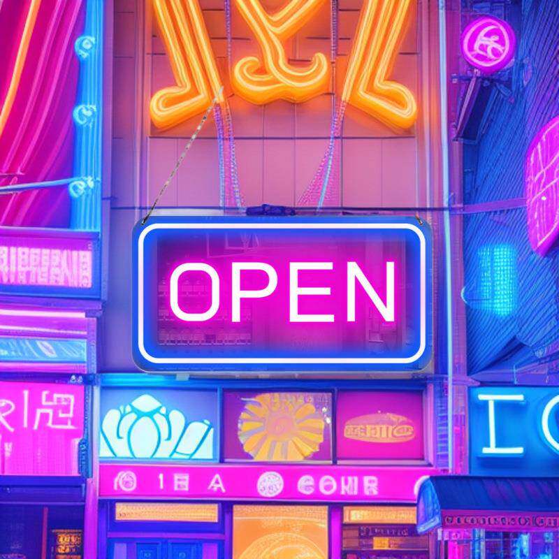 open标识发光霓虹灯亚克力透明字母造型灯装饰氛围灯灯牌