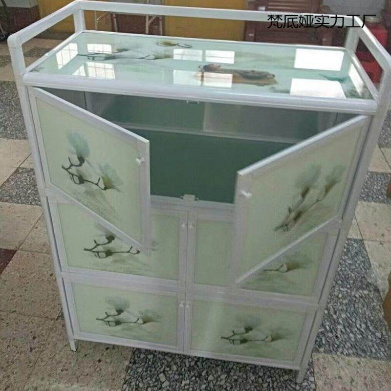 厨房橱柜收纳柜餐边柜出租房灶台钢化玻璃柜加厚铝合金高档碗柜