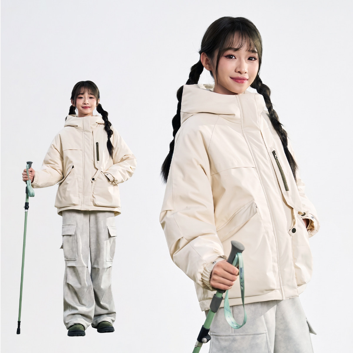 安心90绒女童加厚连帽羽绒服