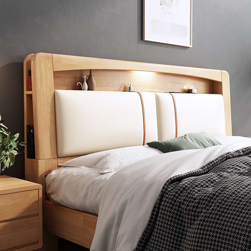 北欧全实木床1.8米双人床现代简约主卧1.5气压高箱储物抽屉箱体床