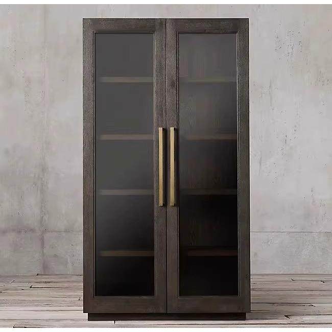 法式乡村复古做旧实木双门衣柜美式出口RH高端橡木书柜收纳储物柜