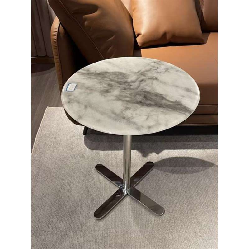 大理石茶几圆几简约现代沙发边几客厅圆形小家用创意角几轻奢风