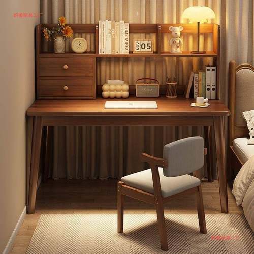 书桌桌子家用现代简约办公工作台实木腿学生书桌双人单人卧室房间