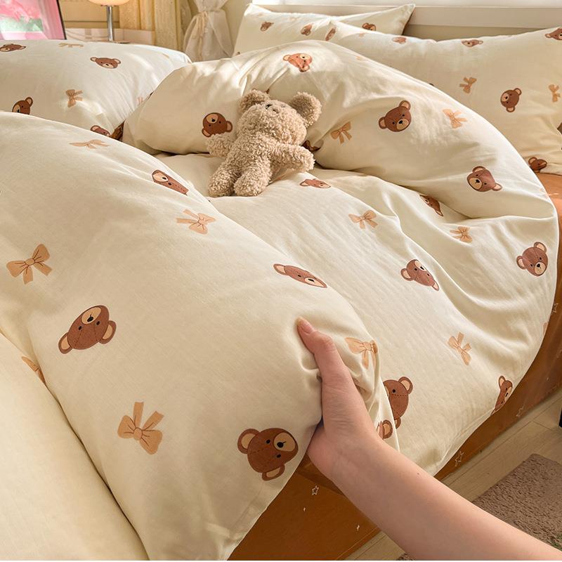儿童纯棉床上四件套床笠2024新款100全棉被套宿舍床单三件套床品4