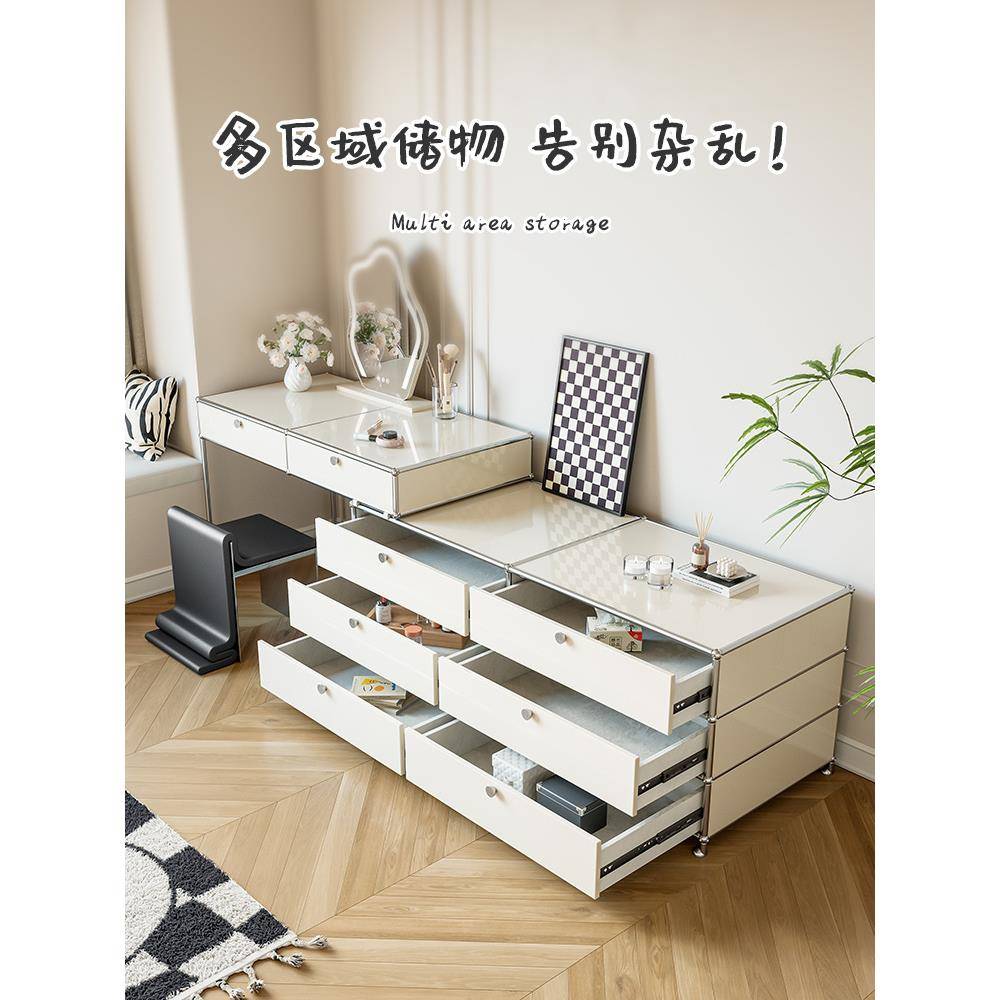 KBQ1梳妆台斗柜一体现代简约床尾储物收纳柜卧室伸缩电视柜化妆桌
