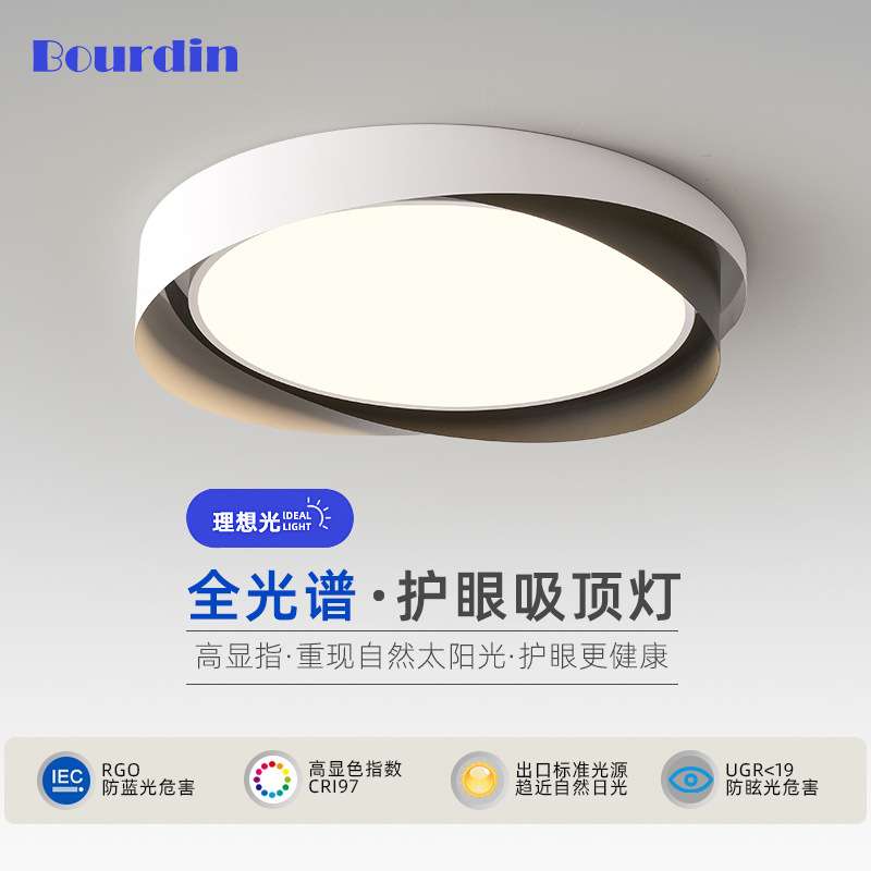 卧室灯北欧简约创意圆形吸顶灯轻奢现代极简家用led主卧书房灯具