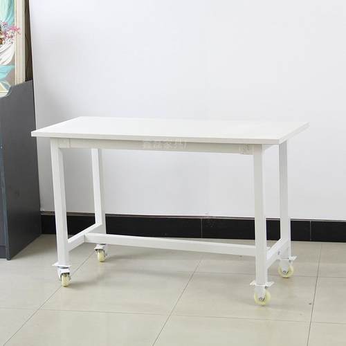 带轮子滚轮操作工作台办公桌打包台钢木桌子可移动办公会议长条桌