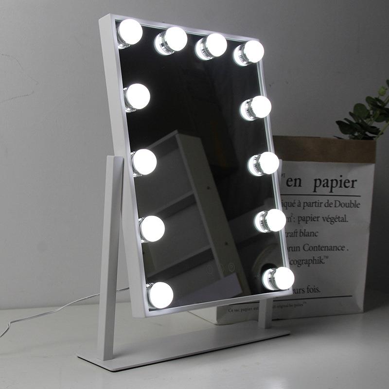 带灯化妆镜led台式白色方形网红梳妆台补光三色智能好莱坞化妆镜