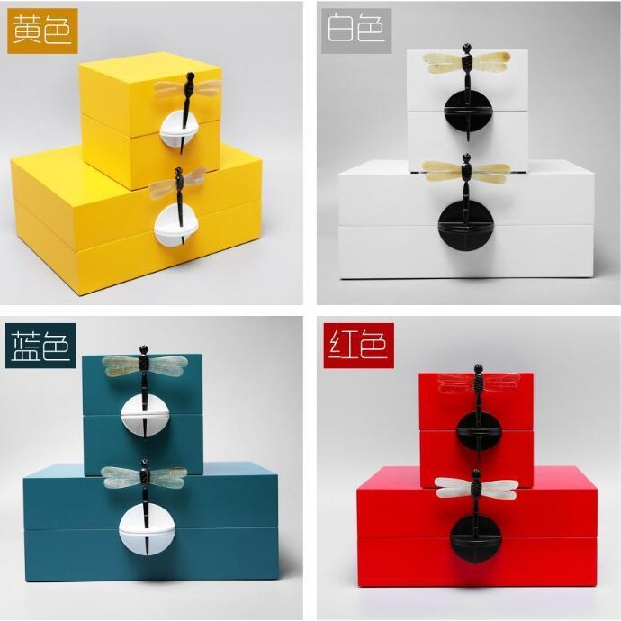 新中式现代样板房摆件木漆器孔雀绿牛角首饰盒收纳储物盒促销包邮