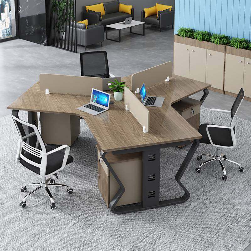 职员办公桌办公室6人位员工卡座3人办公桌子钢架异形办公桌椅组合