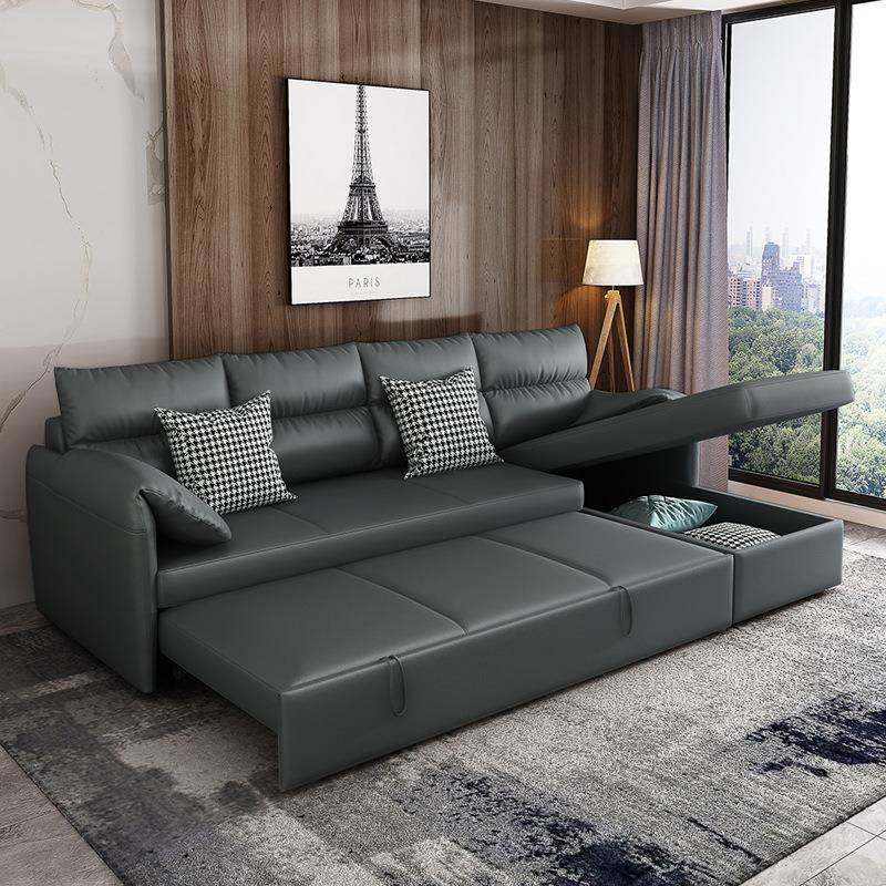 沙发床两用现代简约小户型转角带贵妃客厅折叠可储物科技布沙发床