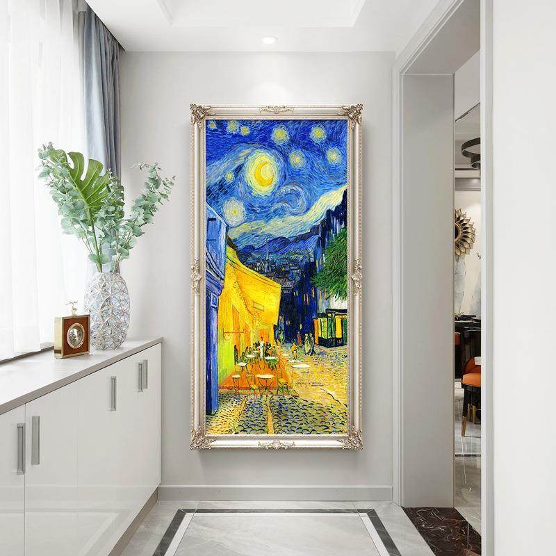入户玄关装饰画走廊竖版过道软装简欧挂画欧式梵高风景油画星空画,电子/电工,接线端子,淘宝优惠券,粉丝福利购,淘宝优惠卷