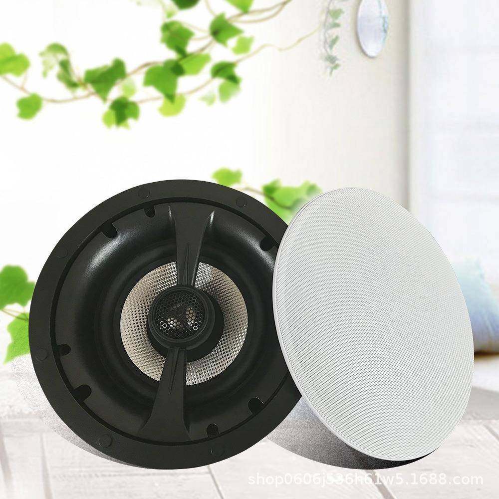 家庭背景音乐系统银边玻纤盆25芯钛膜高音头同轴天花吸顶喇叭音箱