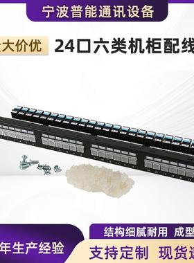 24口六类配线架cat5e机柜配线架1U19英寸防尘门配线架