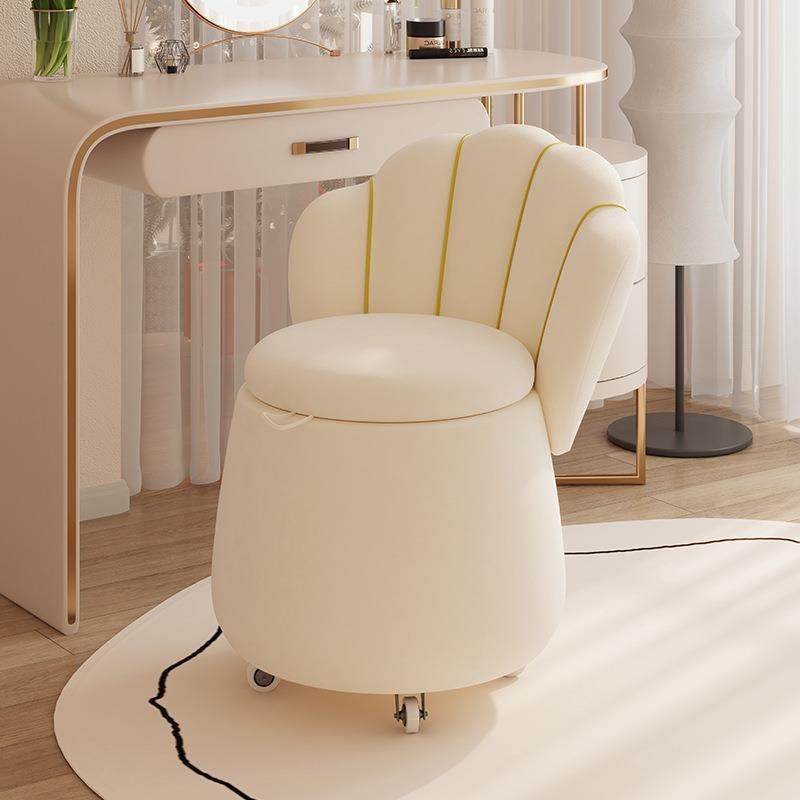 网红海棠化妆椅女生卧室梳妆台凳子现代简约可移动储物花瓣椅子小