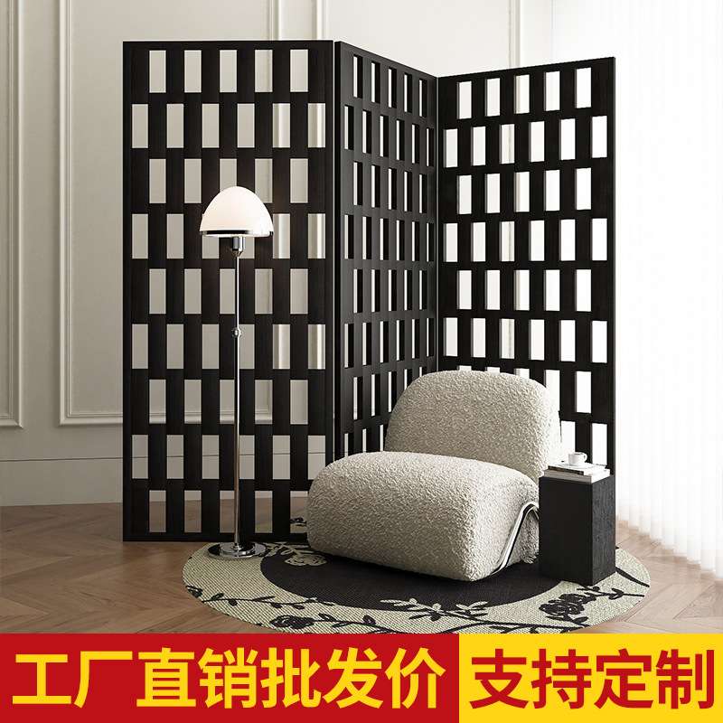 法式复古隔断屏风客厅玄关移动折叠中古艺术装饰挡板现代简约轻奢