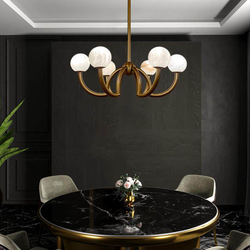 后现代设计师新款简约艺术餐厅客厅卧室轻奢圆环形云石吊灯