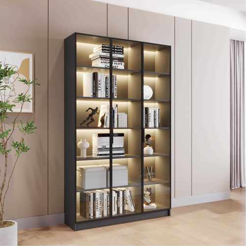 玻璃门书柜格子柜带门展示柜窄客厅立柜落地置物柜带门书房柜子