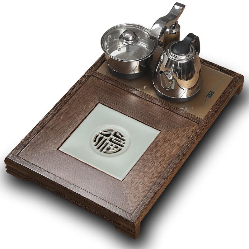 天然实木茶盘中号茶具组合鸡翅木四合一简约抽屉排水茶台工厂