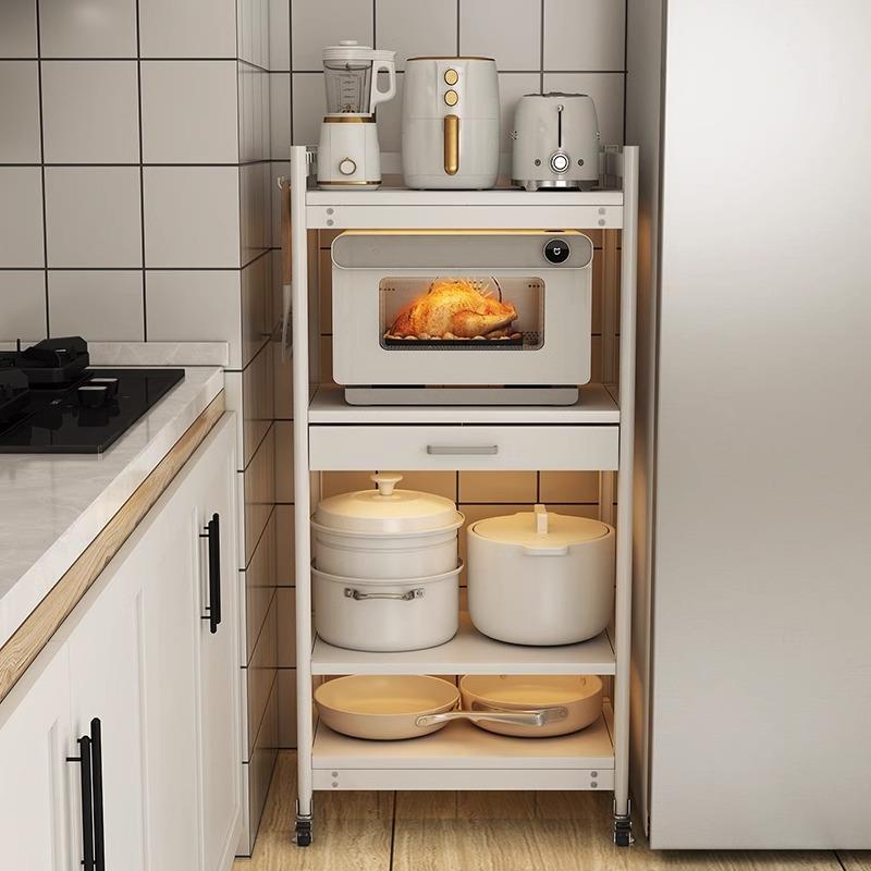 厨房置物架落地多层家用带抽屉微波炉烤箱收纳架多功能电器储物柜